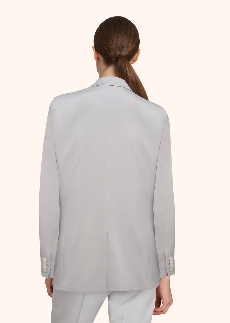 Kiton light grey double-breasted jacket for woman, made of silk - 3
