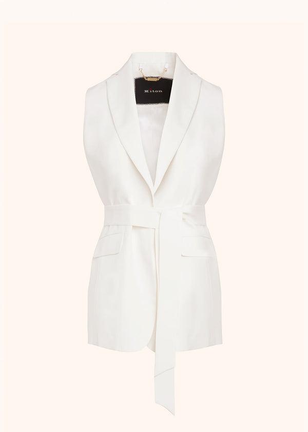 Kiton cream sleeveless vest for woman, made of viscose