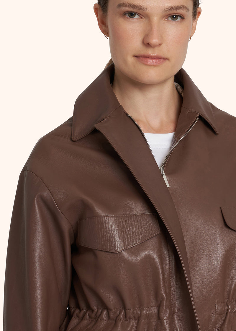 Kiton taupe jacket for woman, made of lambskin - 4