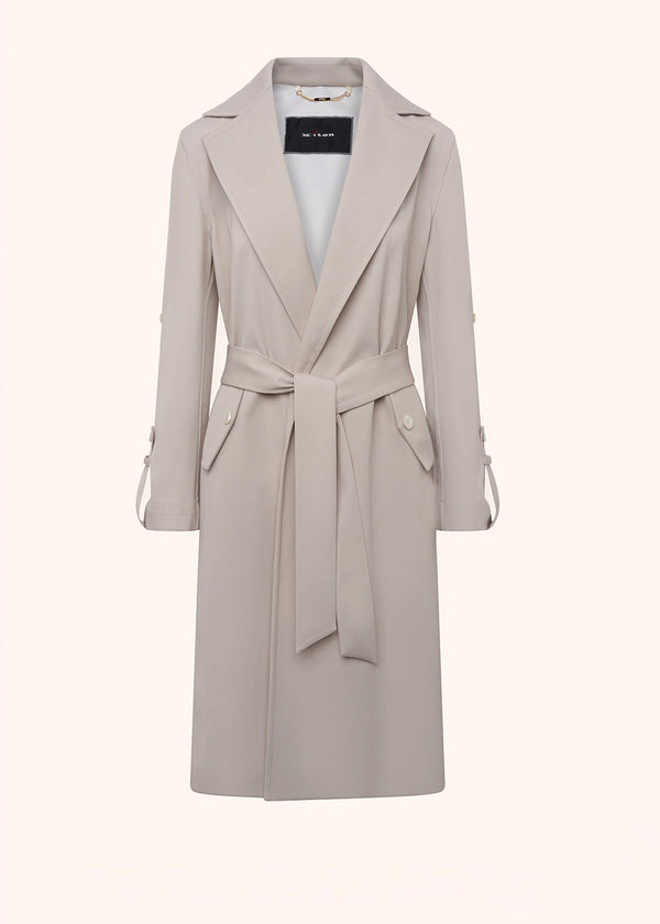 Kiton beige double-breasted coat for woman, made of virgin wool