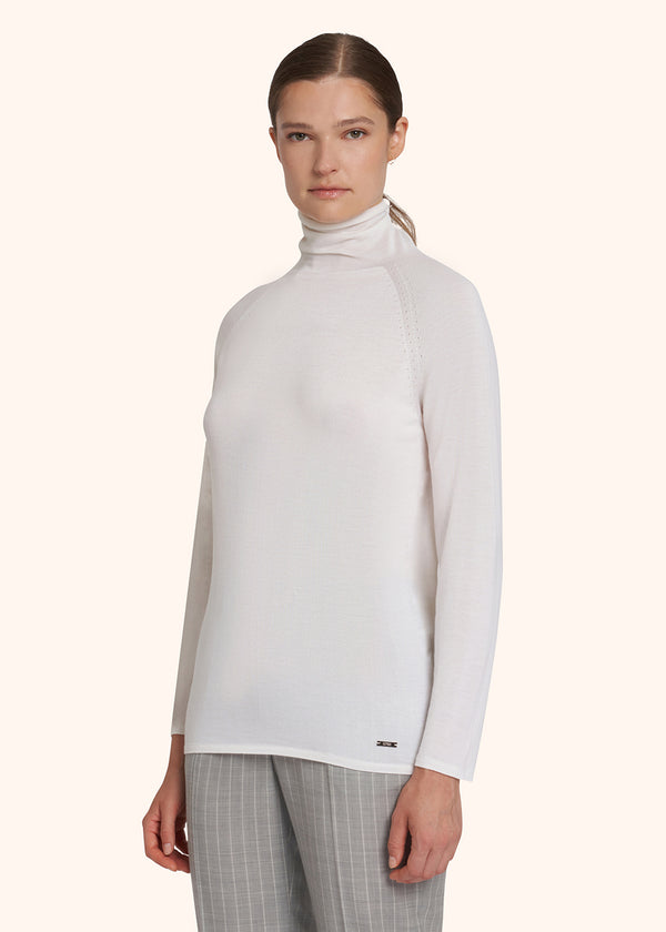 Kiton optical white jersey for woman, made of cashmere - 2