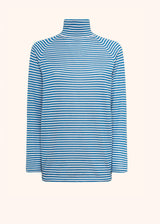 Kiton white/ocean blue jersey high neck for woman, made of cashmere