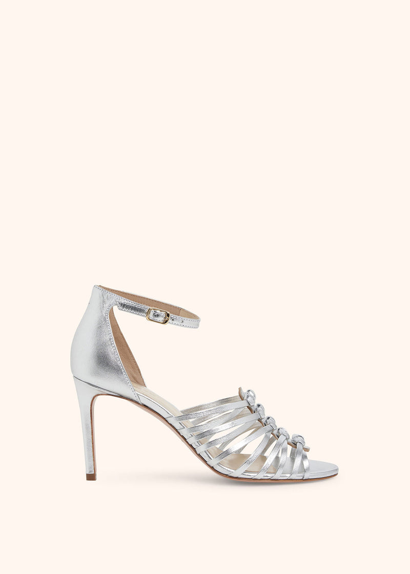 Kiton silver sandal for woman, made of lambskin