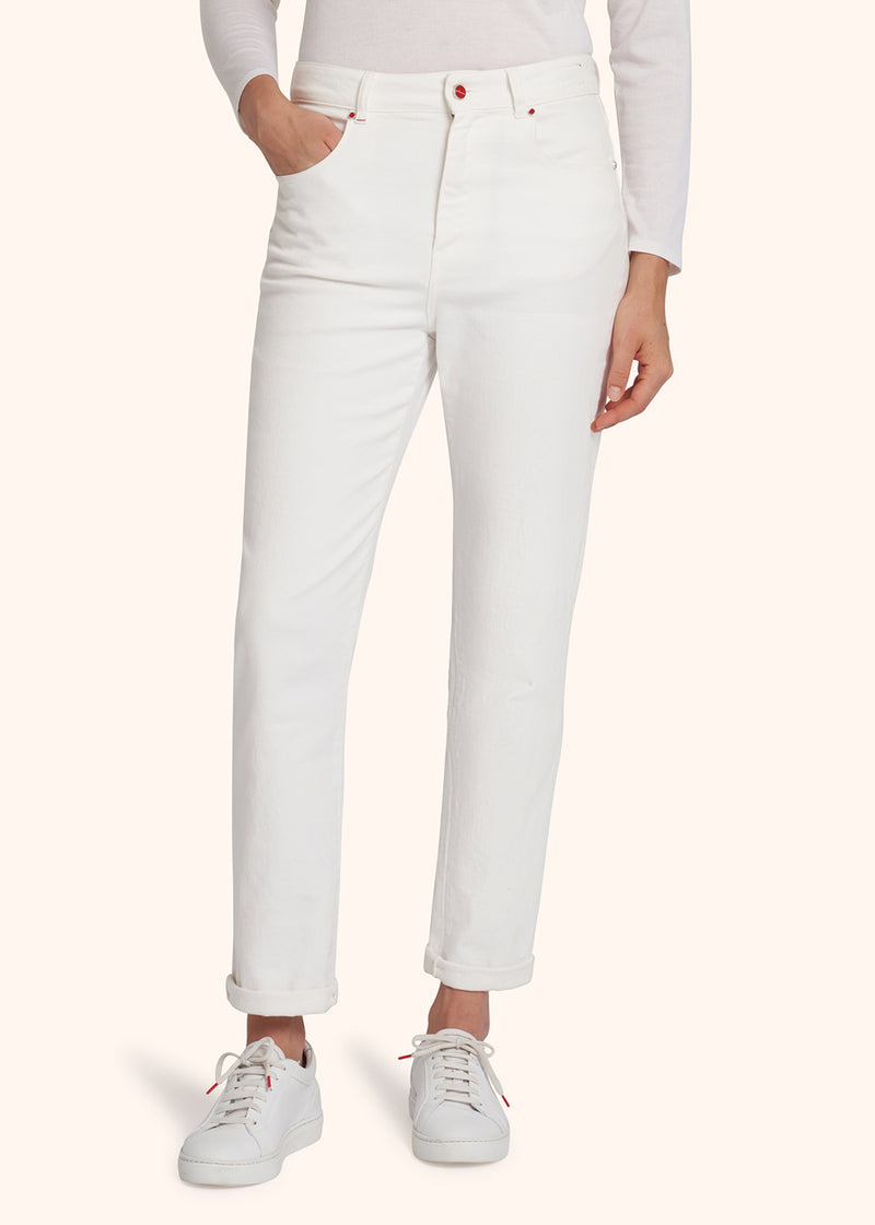 Kiton white jns trousers for woman, made of cotton - 2