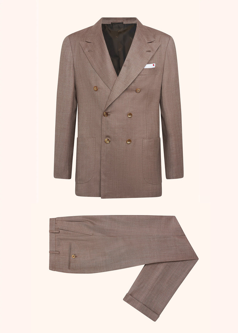 Kiton beige double-breasted suit for man, made of cashmere