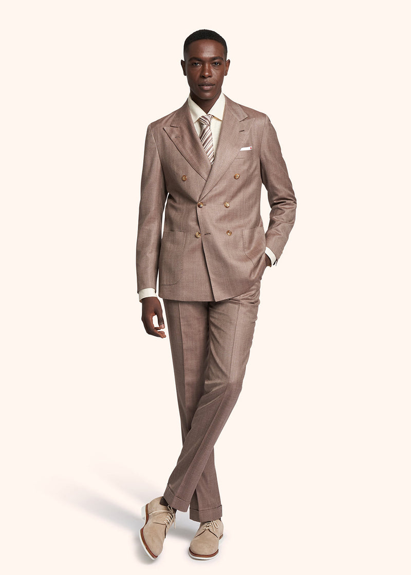 Kiton beige double-breasted suit for man, made of cashmere - 5