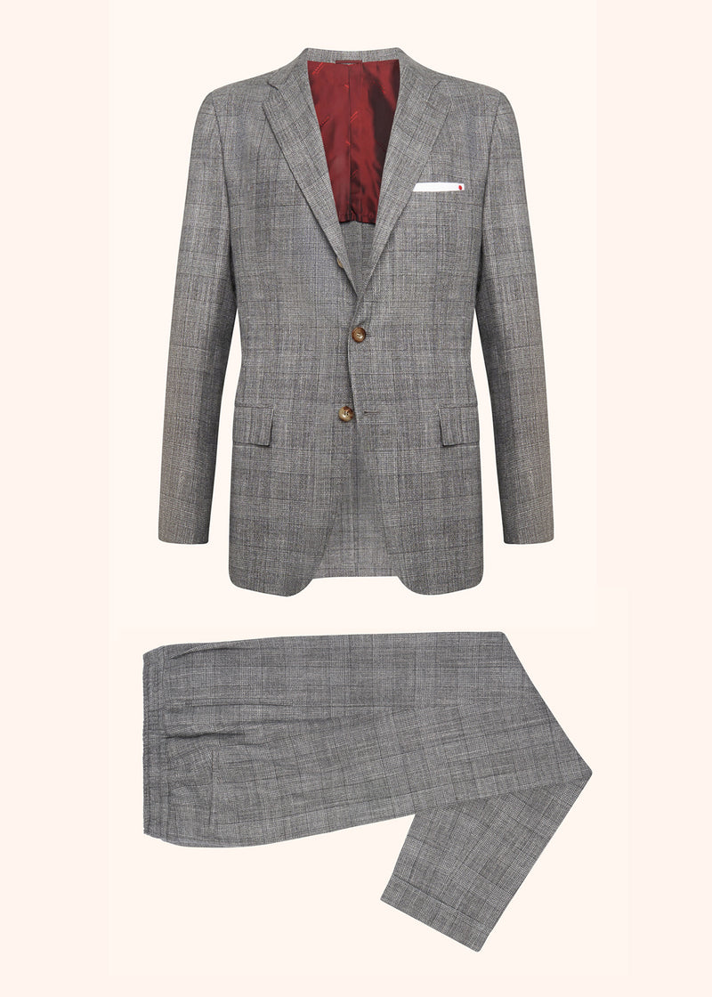 Kiton medium grey single-breasted suit for man, made of cashmere