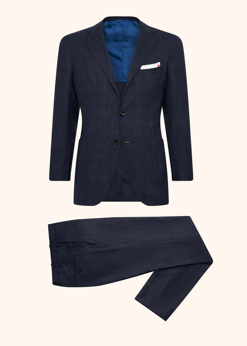 Kiton blue single-breasted suit for man, made of cashmere