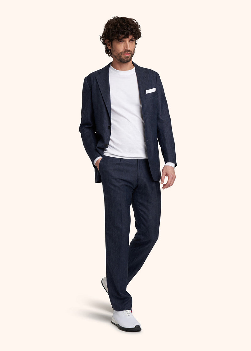 Kiton blue single-breasted suit for man, made of cashmere - 5