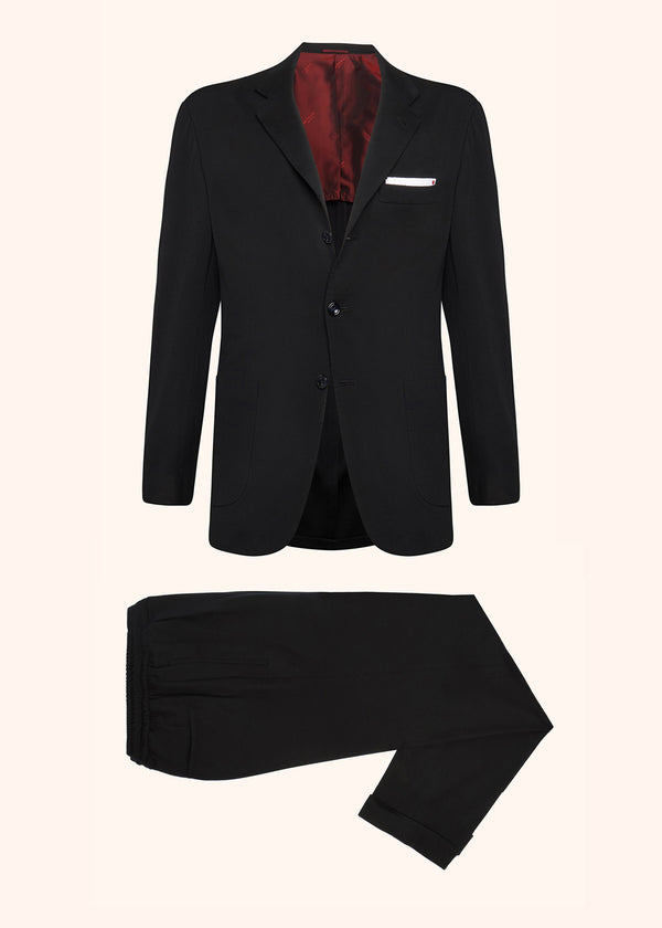 Kiton black single-breasted suit for man, made of virgin wool