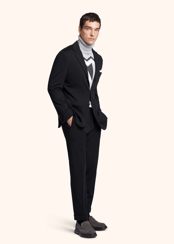 Kiton black single-breasted suit for man, made of virgin wool - 2