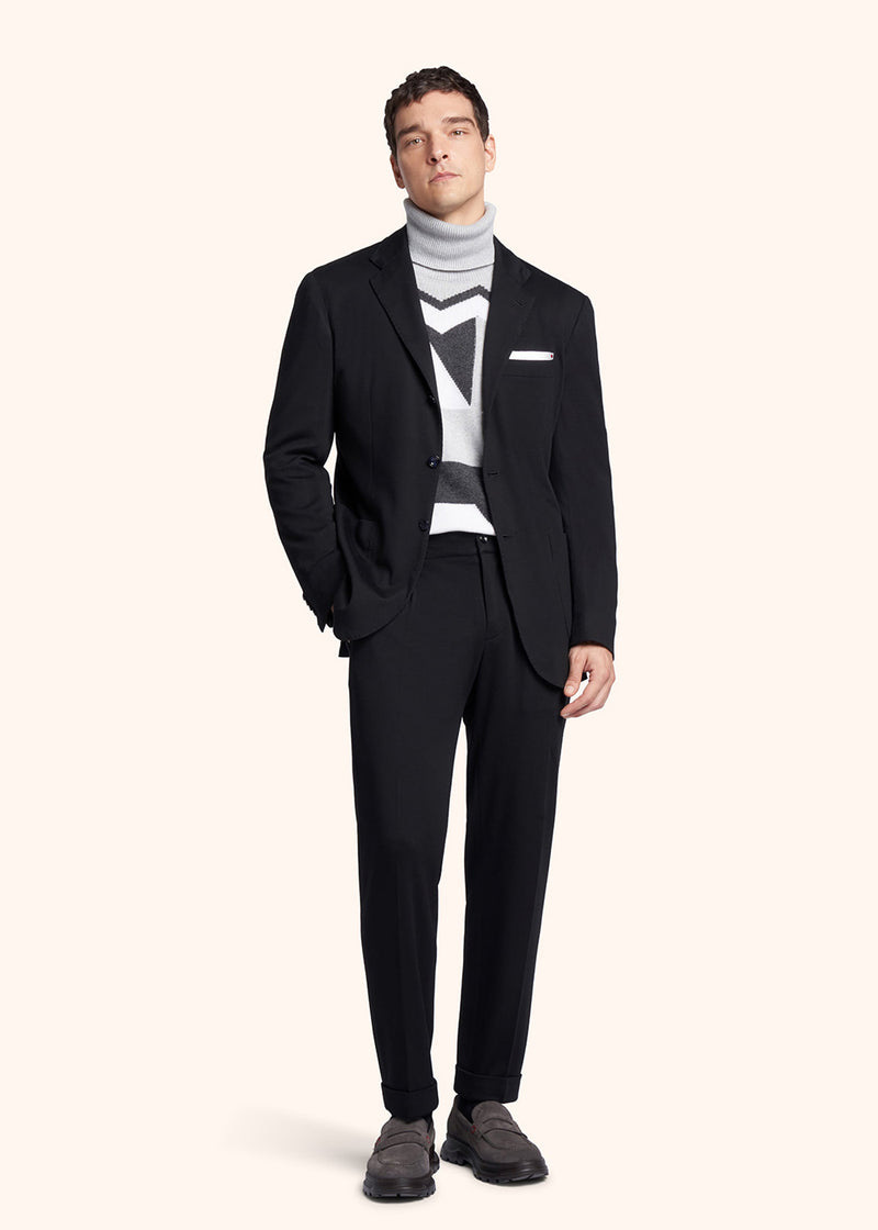 Kiton black single-breasted suit for man, made of virgin wool - 5