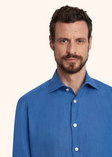 Kiton cornflower blue shirt for man, made of linen - 4