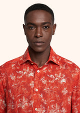 Kiton red shirt for man, made of linen - 4