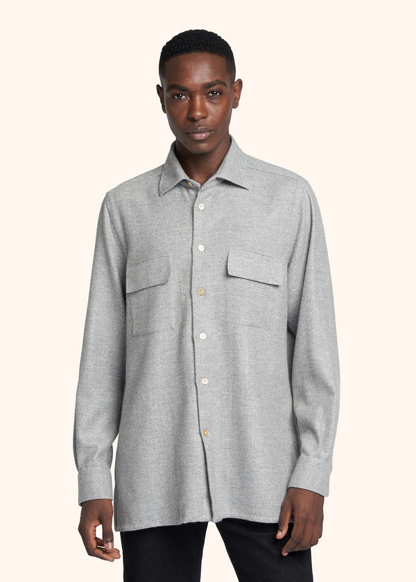 Kiton medium grey shirt for man, made of cashmere - 2
