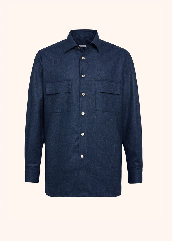 Kiton blue shirt for man, made of cashmere