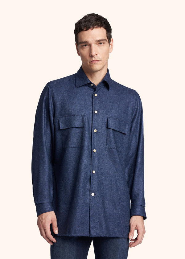 Kiton blue shirt for man, made of cashmere - 2
