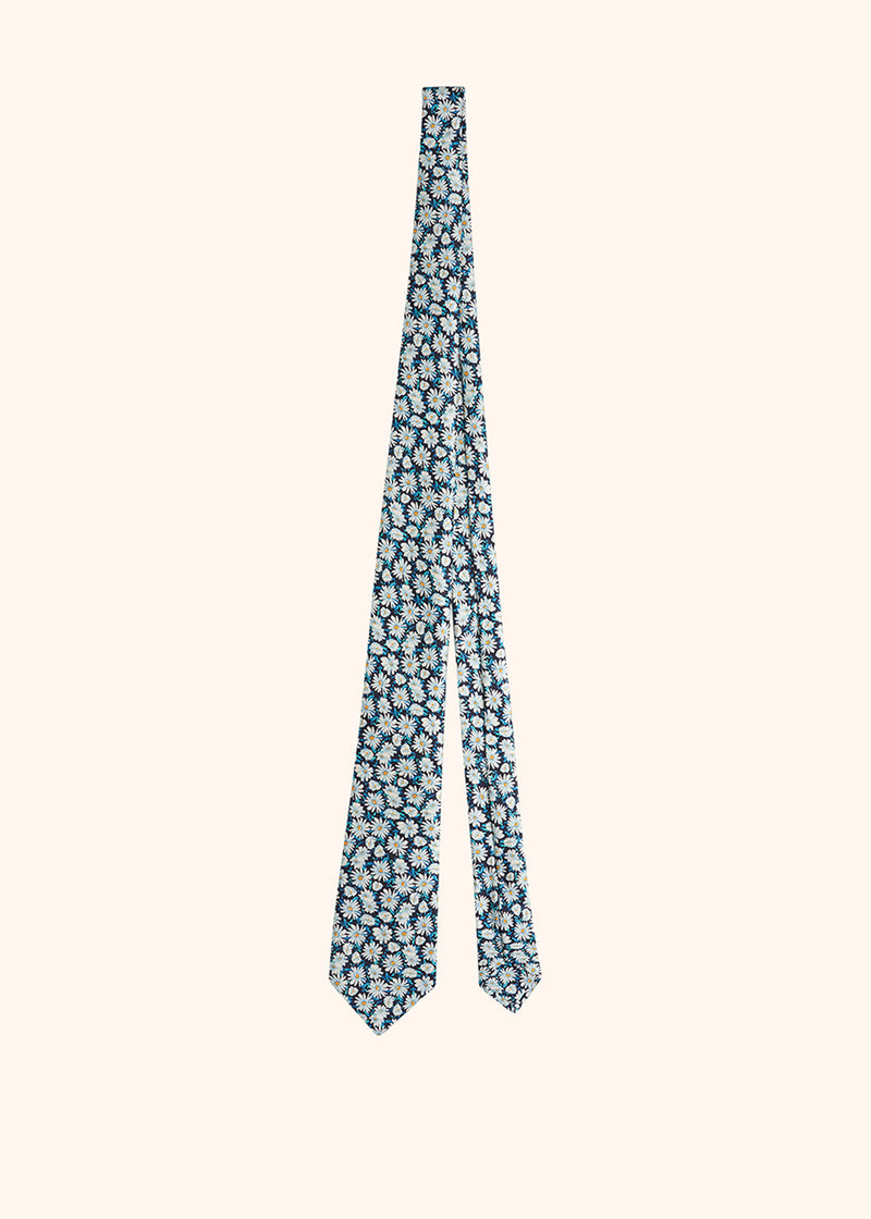 Kiton blue, white and yellow floral design tie for man, made of silk