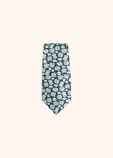 Kiton blue, white and yellow floral design tie for man, made of silk - 2