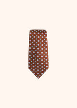 Kiton brown, cornflower blue, white and orange floral design tie for man, made of silk - 2