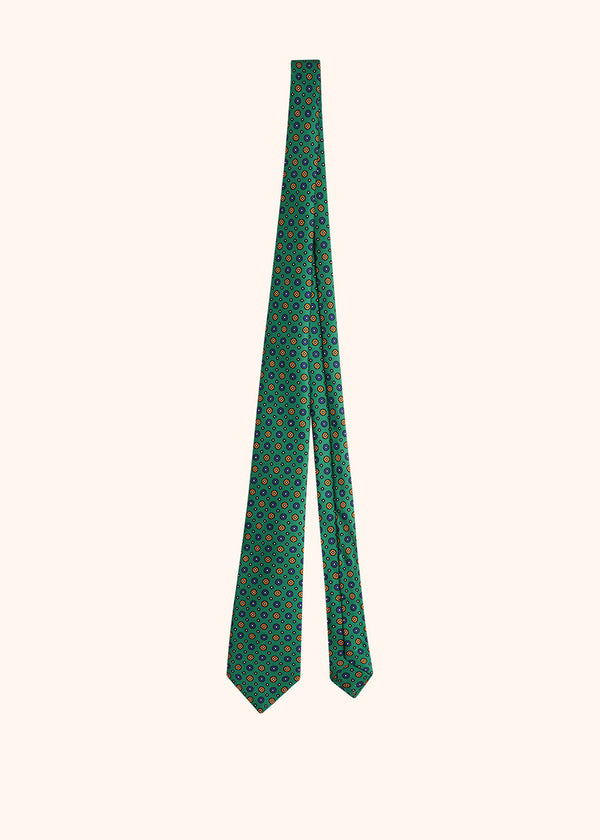 Kiton green, yellow and blue floral design tie for man, made of silk