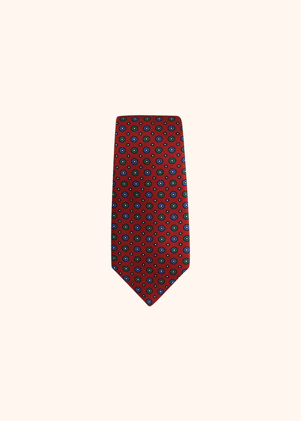 Kiton burgundy, green and blue floral design tie for man, made of silk - 2