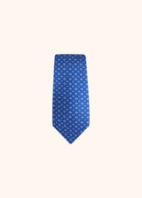Kiton cornflower blue and white floral design tie for man, made of silk - 2