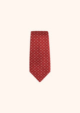 Kiton burgundy and white floral design tie for man, made of silk - 2