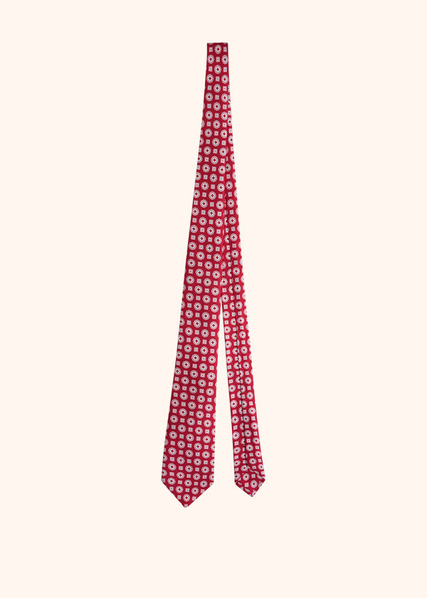 Kiton lobster red and white medallion design tie for man, made of silk
