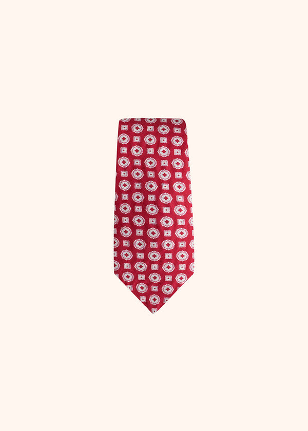 Kiton lobster red and white medallion design tie for man, made of silk - 2
