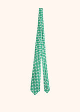 Kiton green and white medallion design tie for man, made of silk