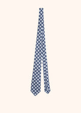 Kiton dark blue, white and sky blue geometric design tie for man, made of silk