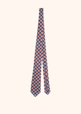 Kiton blue, white and red geometric design tie for man, made of silk