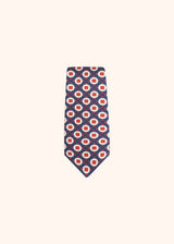 Kiton blue, white and red geometric design tie for man, made of silk - 2