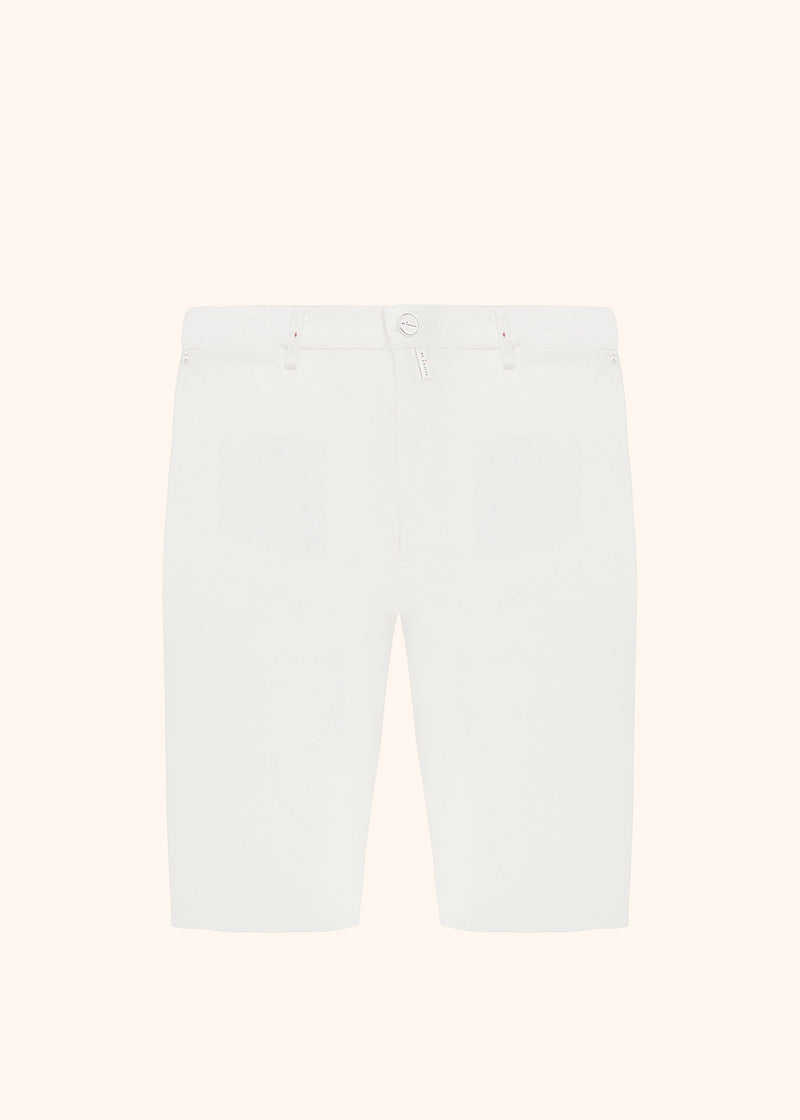 Kiton cream white trousers for man, made of linen