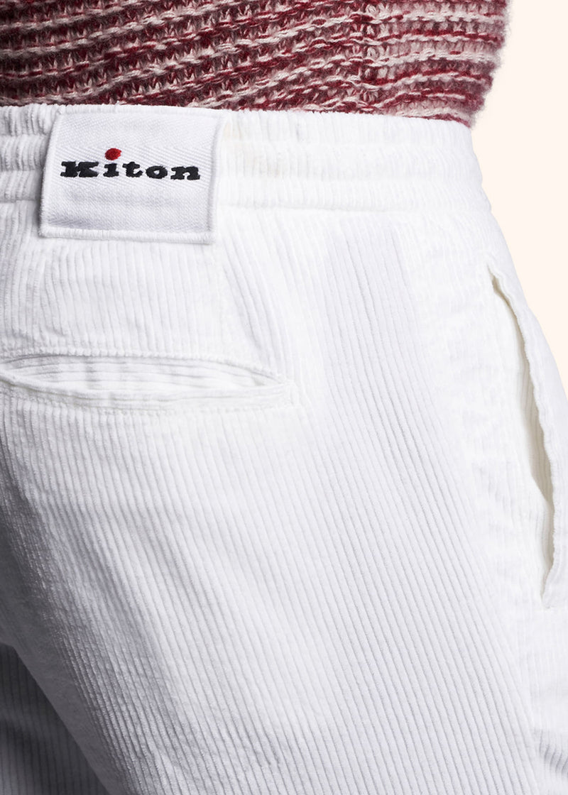 Kiton white trousers for man, made of cotton - 4