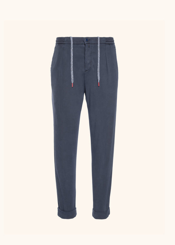 Kiton navy blue trousers for man, made of lyocell