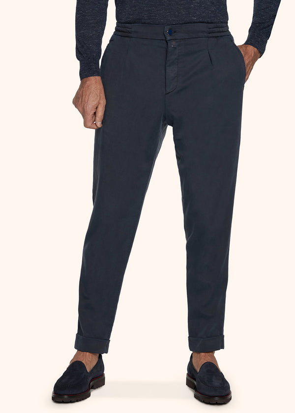 Kiton navy blue trousers for man, made of lyocell - 2