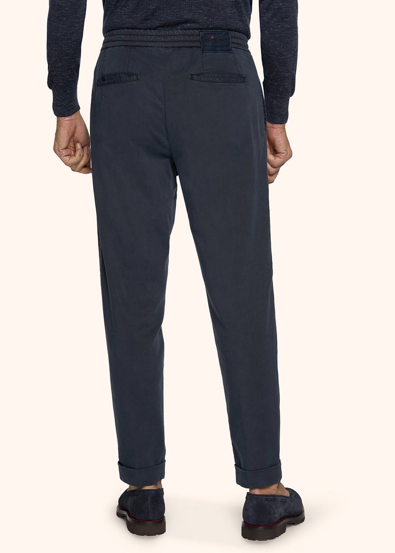Kiton navy blue trousers for man, made of lyocell - 3