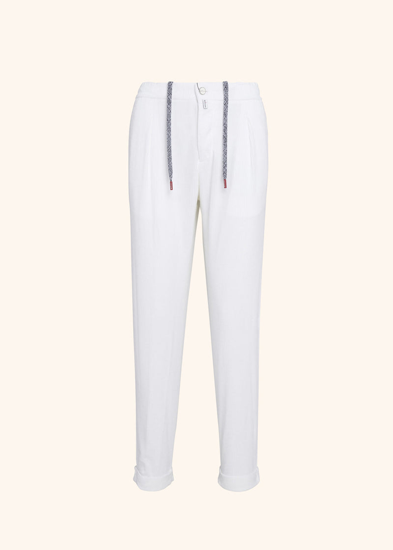 Kiton white trousers for man, made of cotton