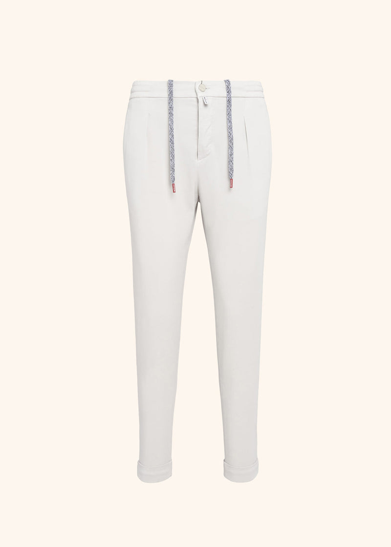 Kiton white trousers for man, made of lyocell