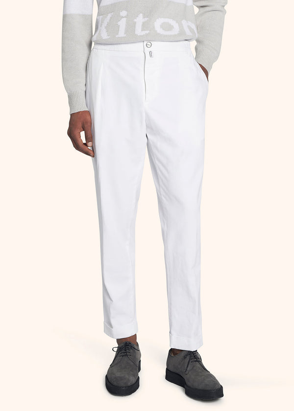 Kiton white trousers for man, made of lyocell - 2