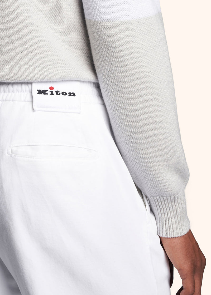 Kiton white trousers for man, made of lyocell - 4