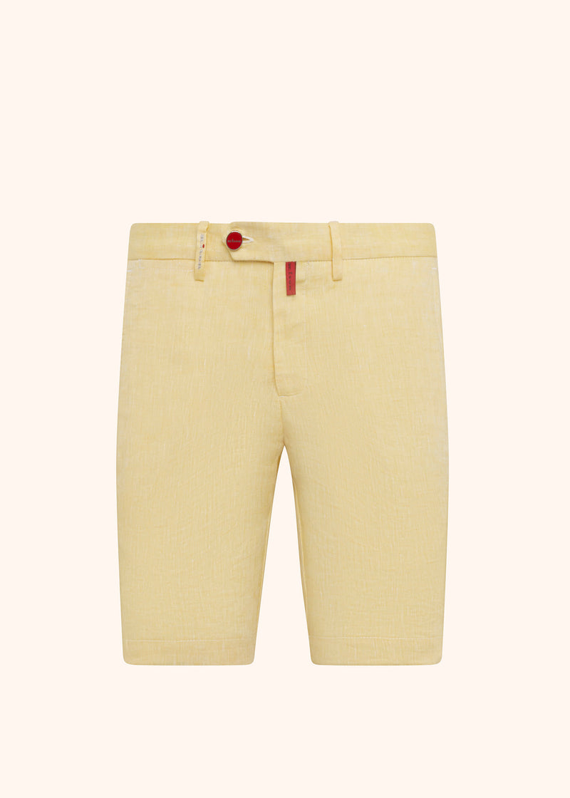 Kiton yellow trousers for man, made of linen