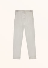 Kiton pearl grey trousers for man, made of lyocell