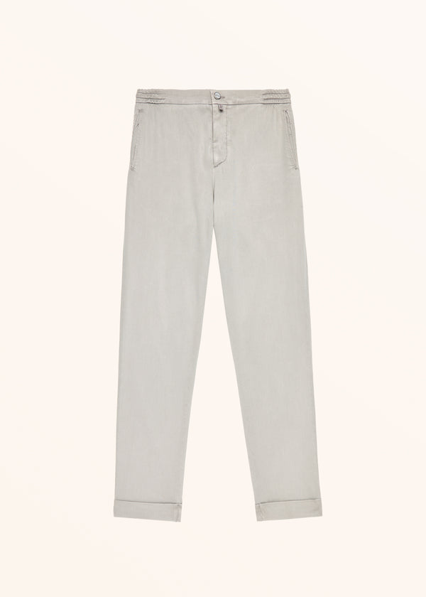 Kiton pearl grey trousers for man, made of lyocell