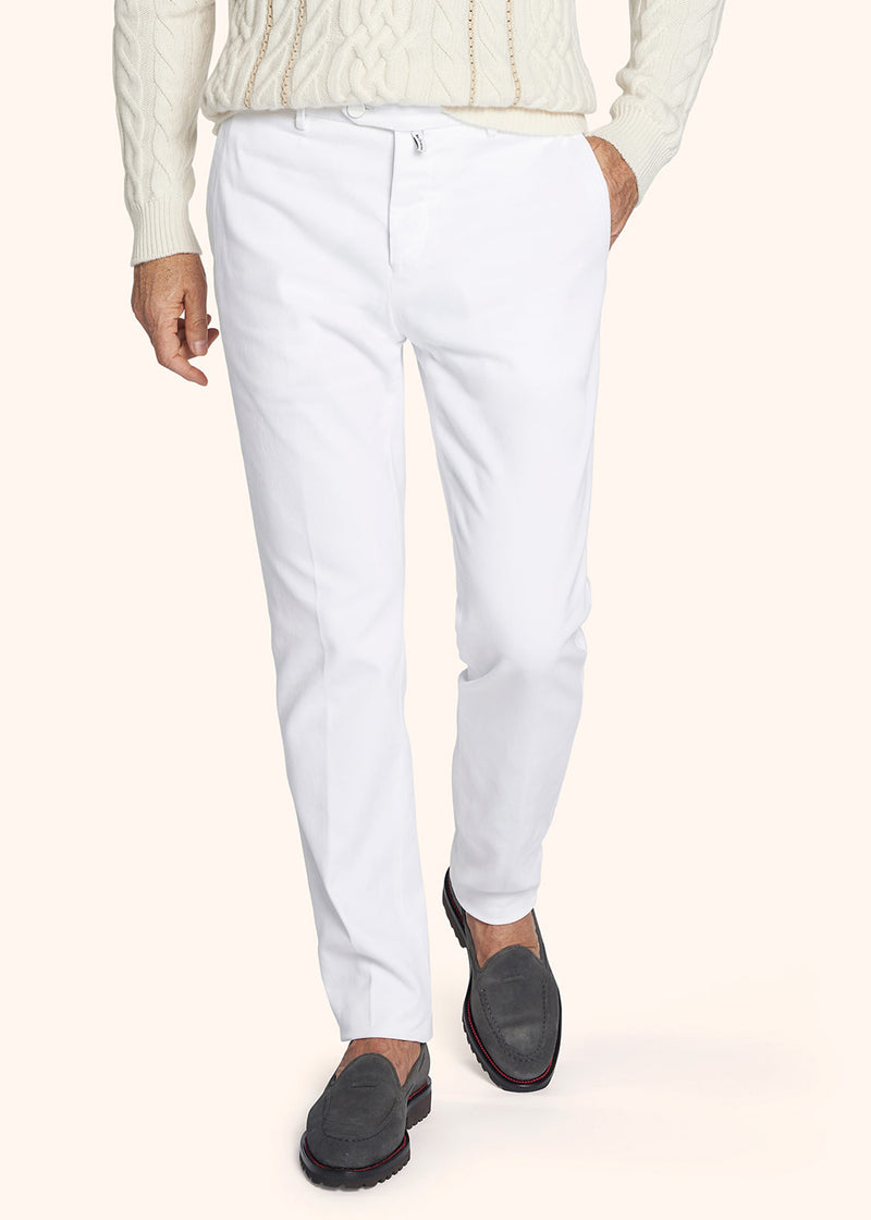 Kiton white trousers for man, made of cotton - 2