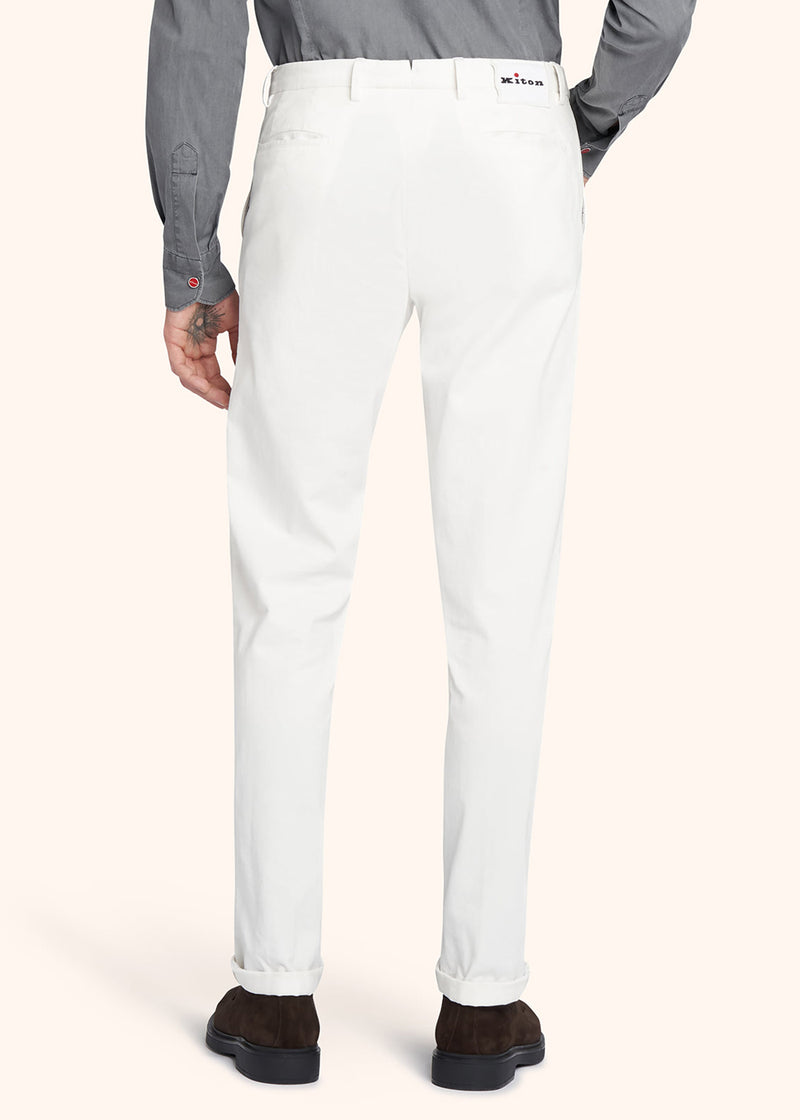 Kiton ivory trousers for man, made of cotton - 3