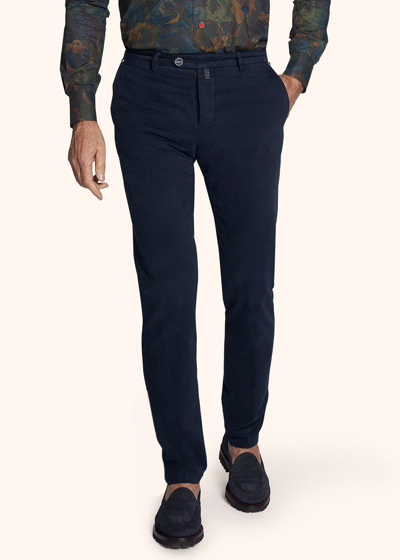 Kiton navy blue trousers for man, made of cotton - 2