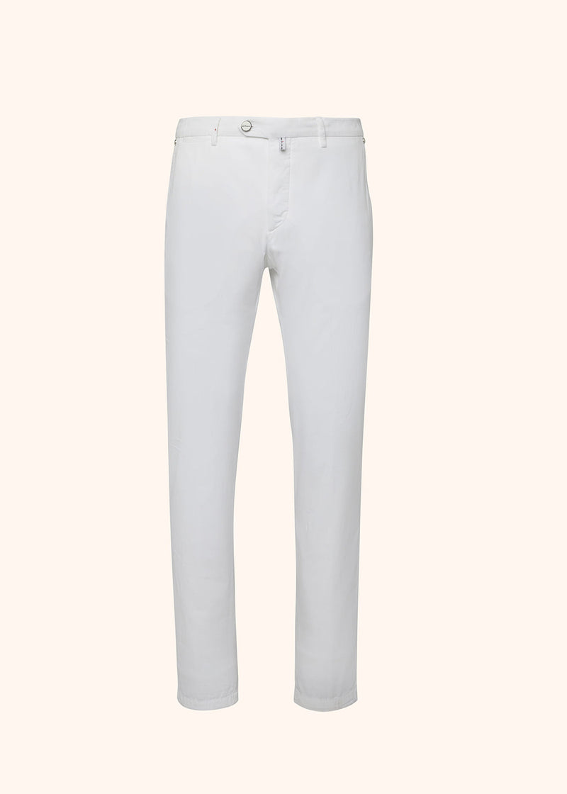 Kiton optical white trousers for man, made of cotton